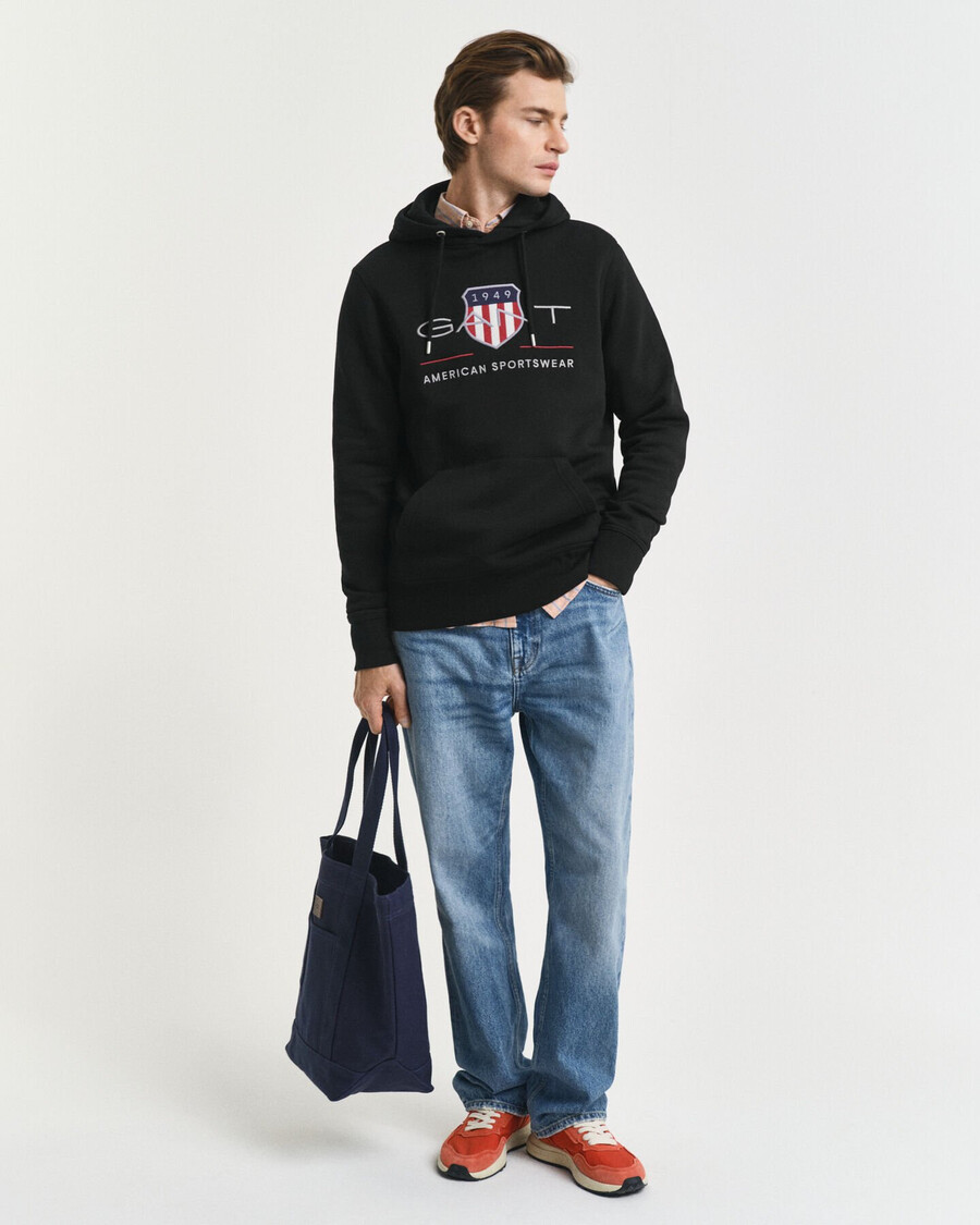 archive shield hoodie - zwart
