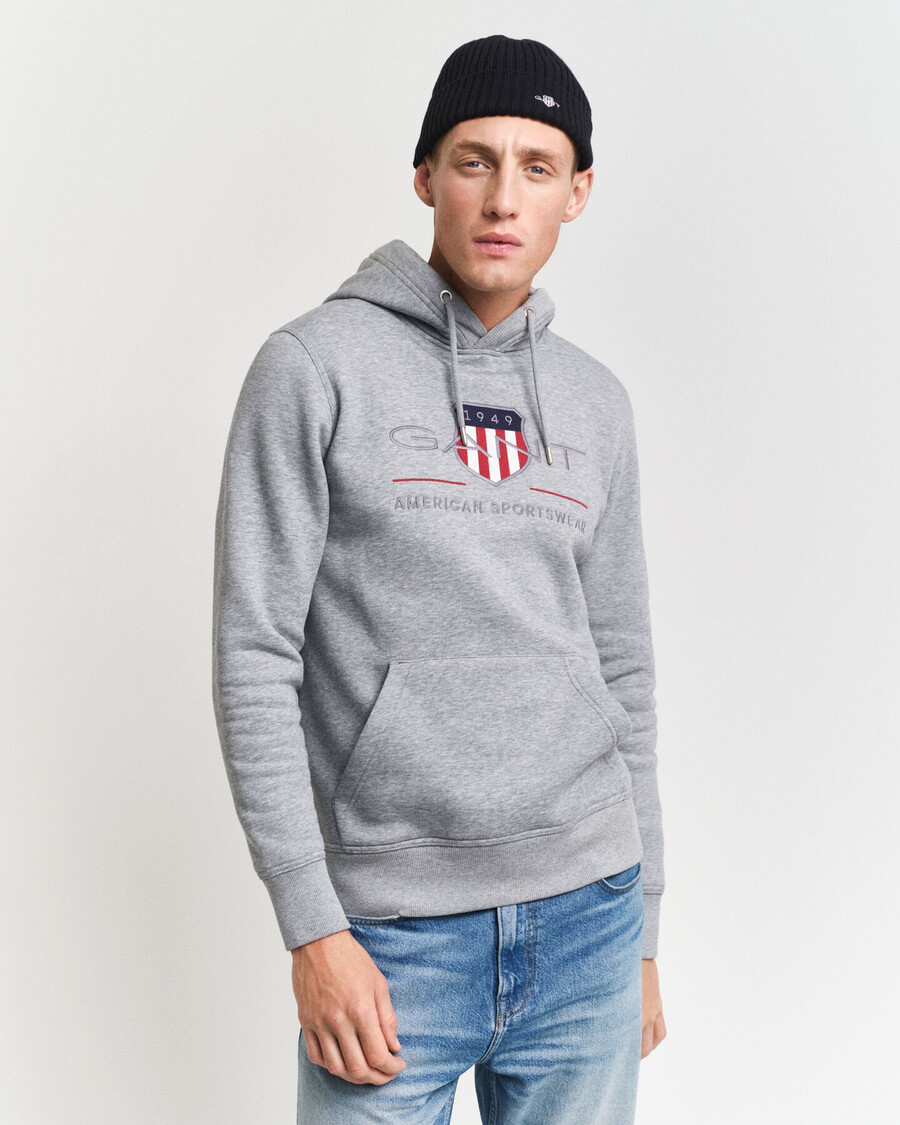archive shield hoodie - grijs gemêleerd