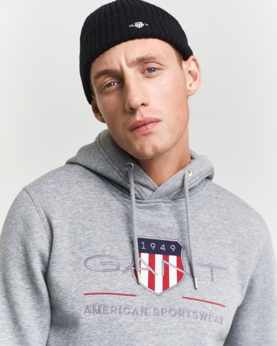 archive shield hoodie - grijs gemêleerd