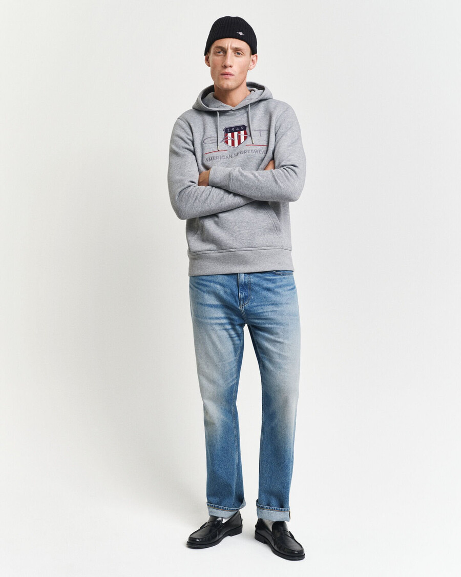 archive shield hoodie - grijs gemêleerd