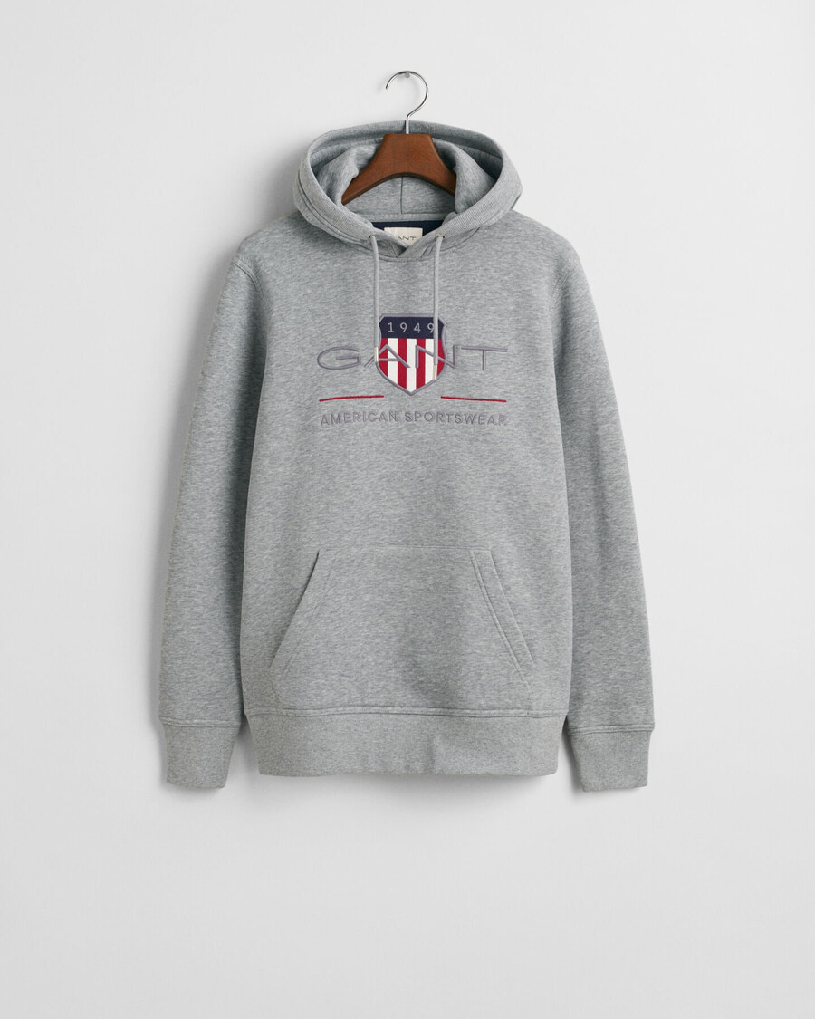 archive shield hoodie - grijs gemêleerd
