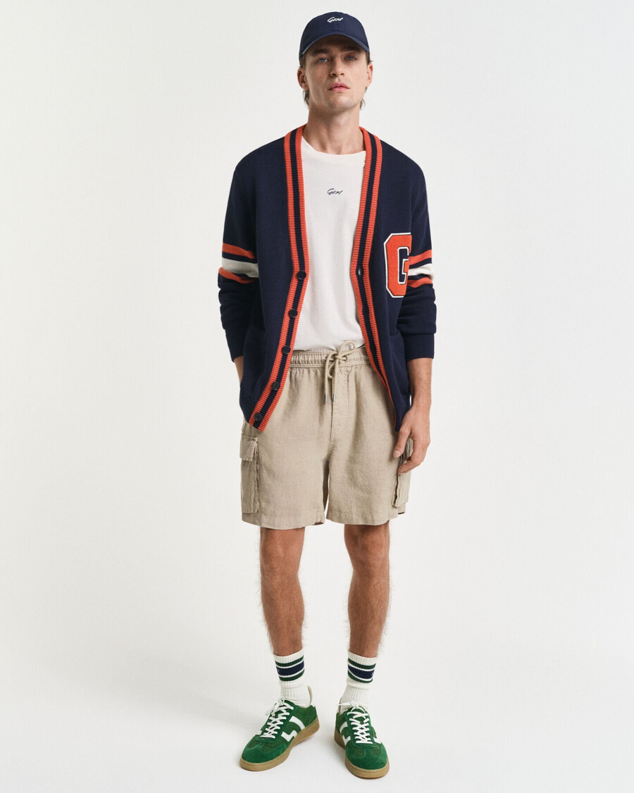regular fit linnen cargoshorts - betonbeige