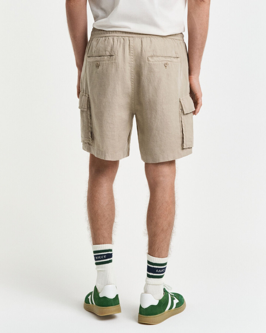 regular fit linnen cargoshorts - betonbeige