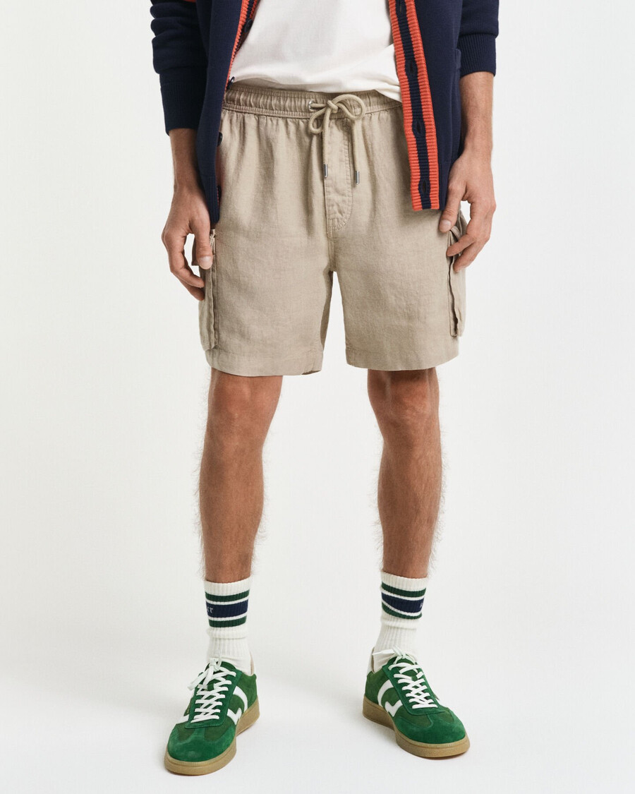 regular fit linnen cargoshorts - betonbeige