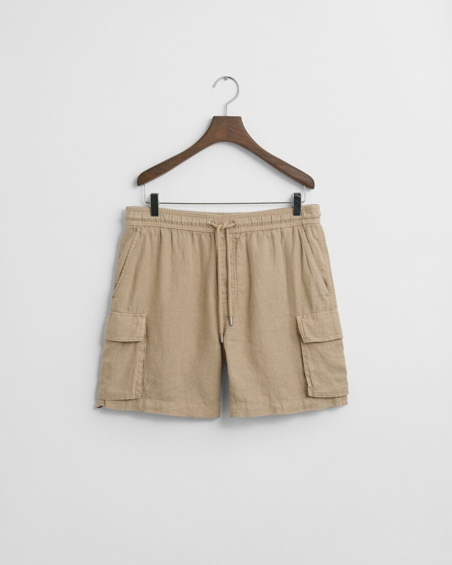 regular fit linnen cargoshorts - betonbeige