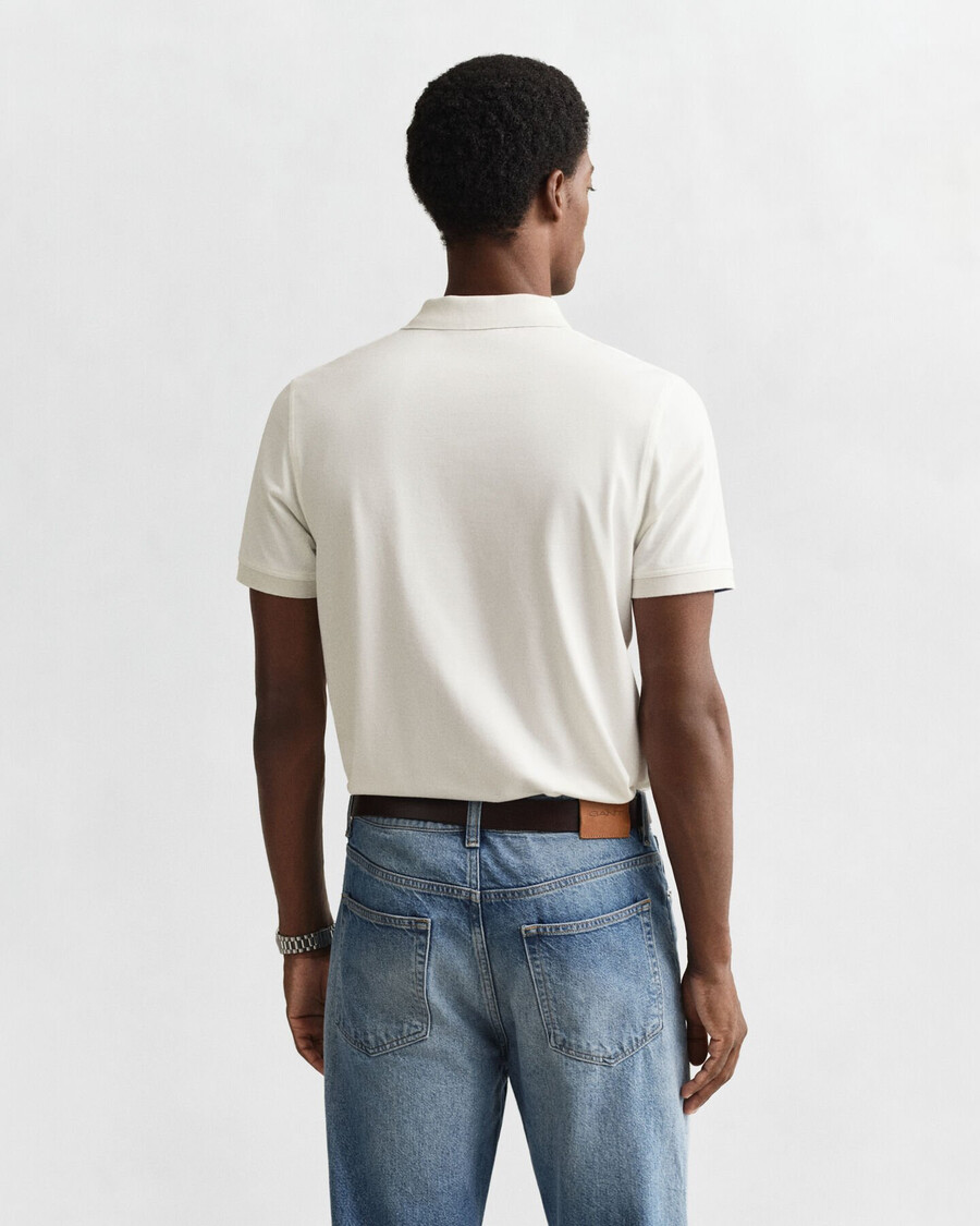 contrasterend piquépoloshirt - eierschaal