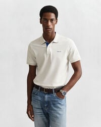 contrasterend piquépoloshirt - eierschaal