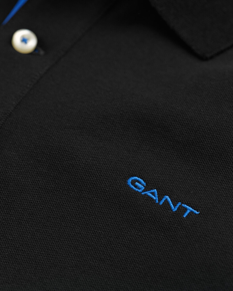 poloshirt van contrastpiqué - zwart