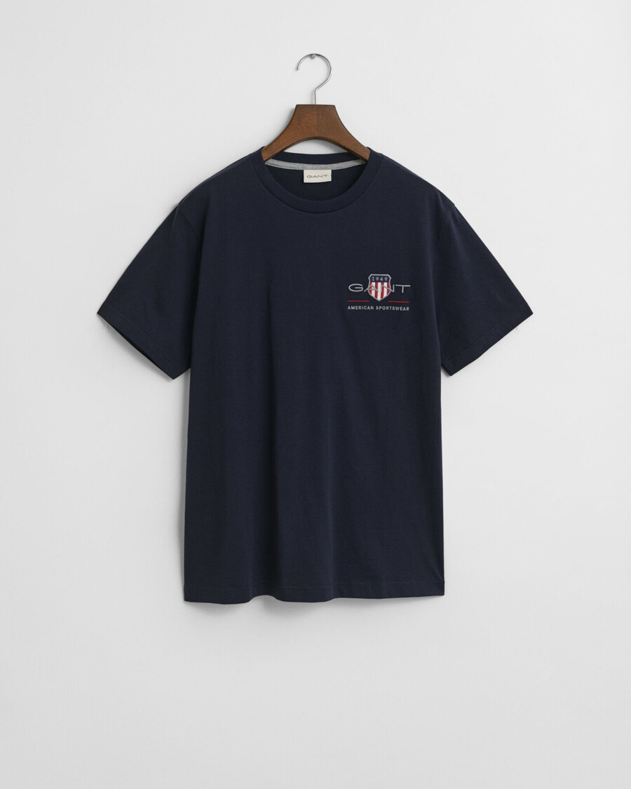 geborduurd archive shield t-shirt - avondblauw