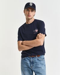 geborduurd archive shield t-shirt - avondblauw