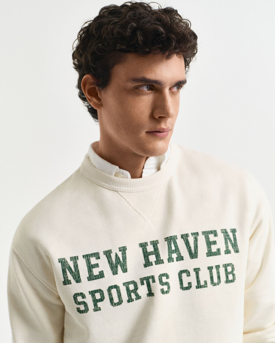 sweatshirt met grafische print en ronde hals - crème