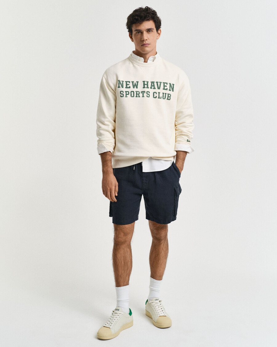 sweatshirt met grafische print en ronde hals - crème