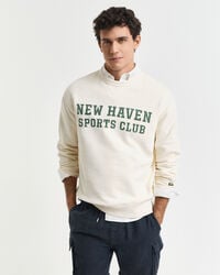 sweatshirt met grafische print en ronde hals - crème