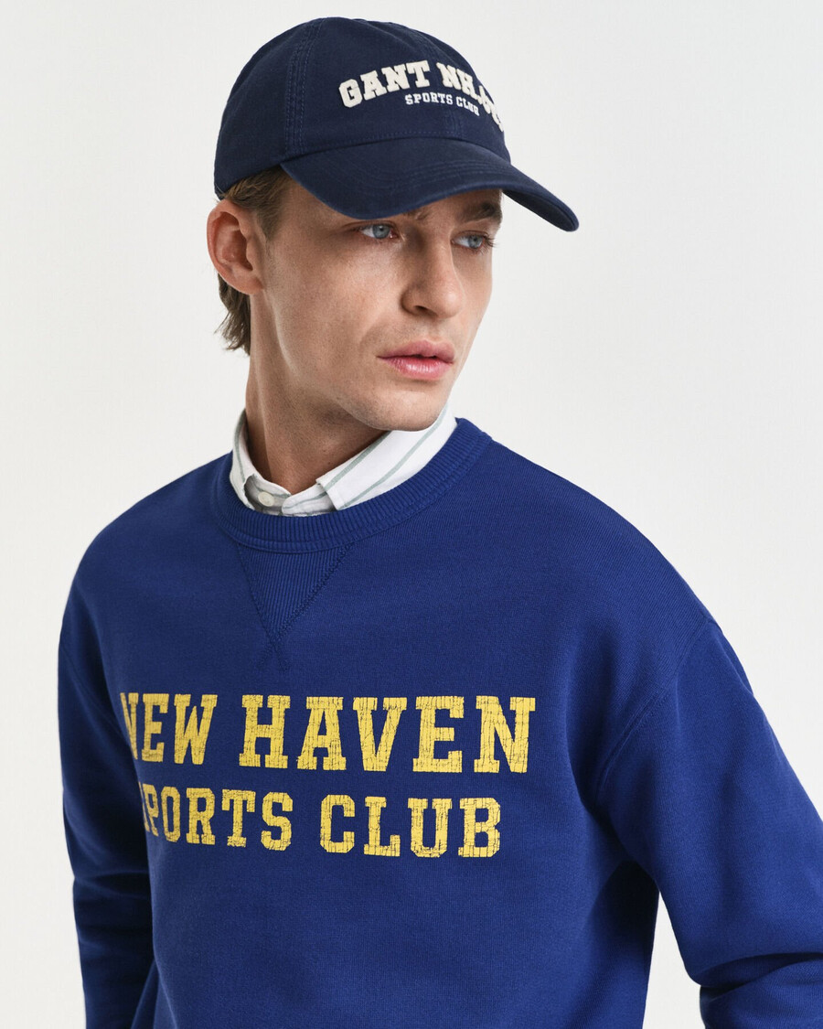 sweatshirt met grafische print en ronde hals - donkerblauw