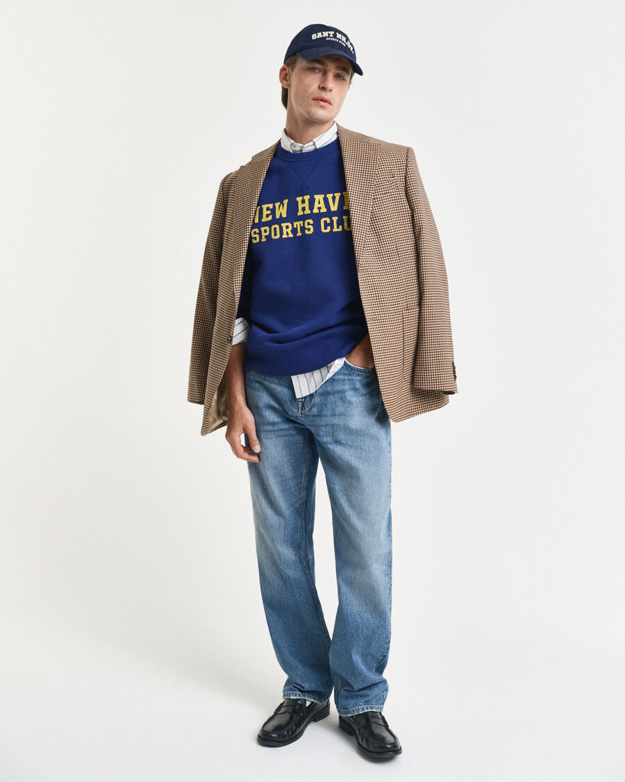 sweatshirt met grafische print en ronde hals - donkerblauw