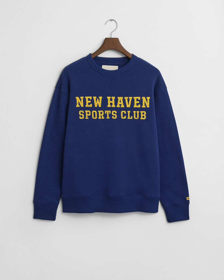 sweatshirt met grafische print en ronde hals - donkerblauw