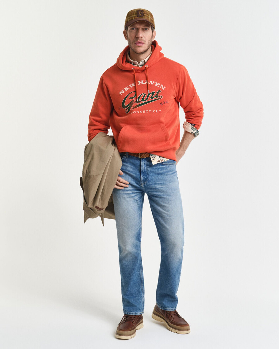 hoodie met logo en logo - diep oranje