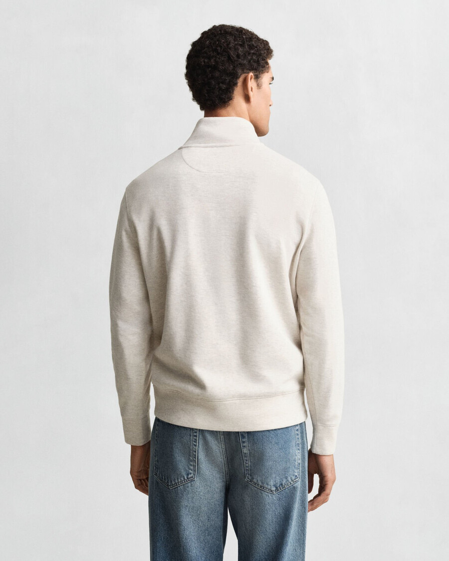 lichte sacker rib halfzip sweatshirt - zaadgemengde kleur