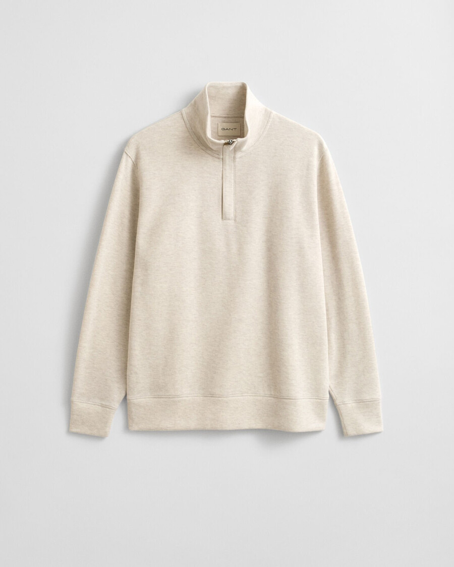 lichte sacker rib halfzip sweatshirt - zaadgemengde kleur