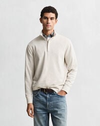 lichte sacker rib halfzip sweatshirt - zaadgemengde kleur