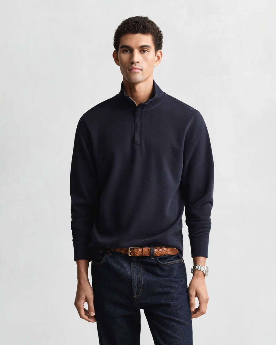 lichtblauwe halfrits sweater met ribboord - evening blue