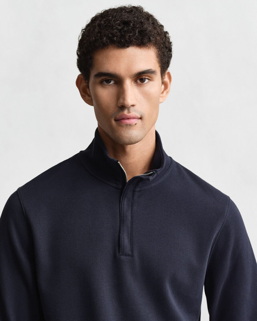 lichtblauwe halfrits sweater met ribboord - evening blue
