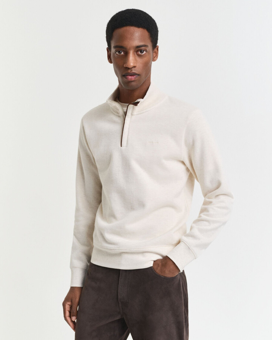 sacker rib halfzip sweatshirt - crème