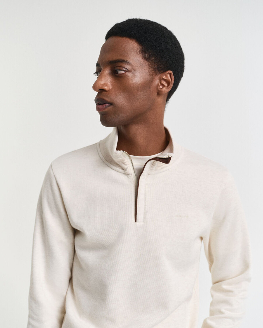 sacker rib halfzip sweatshirt - crème