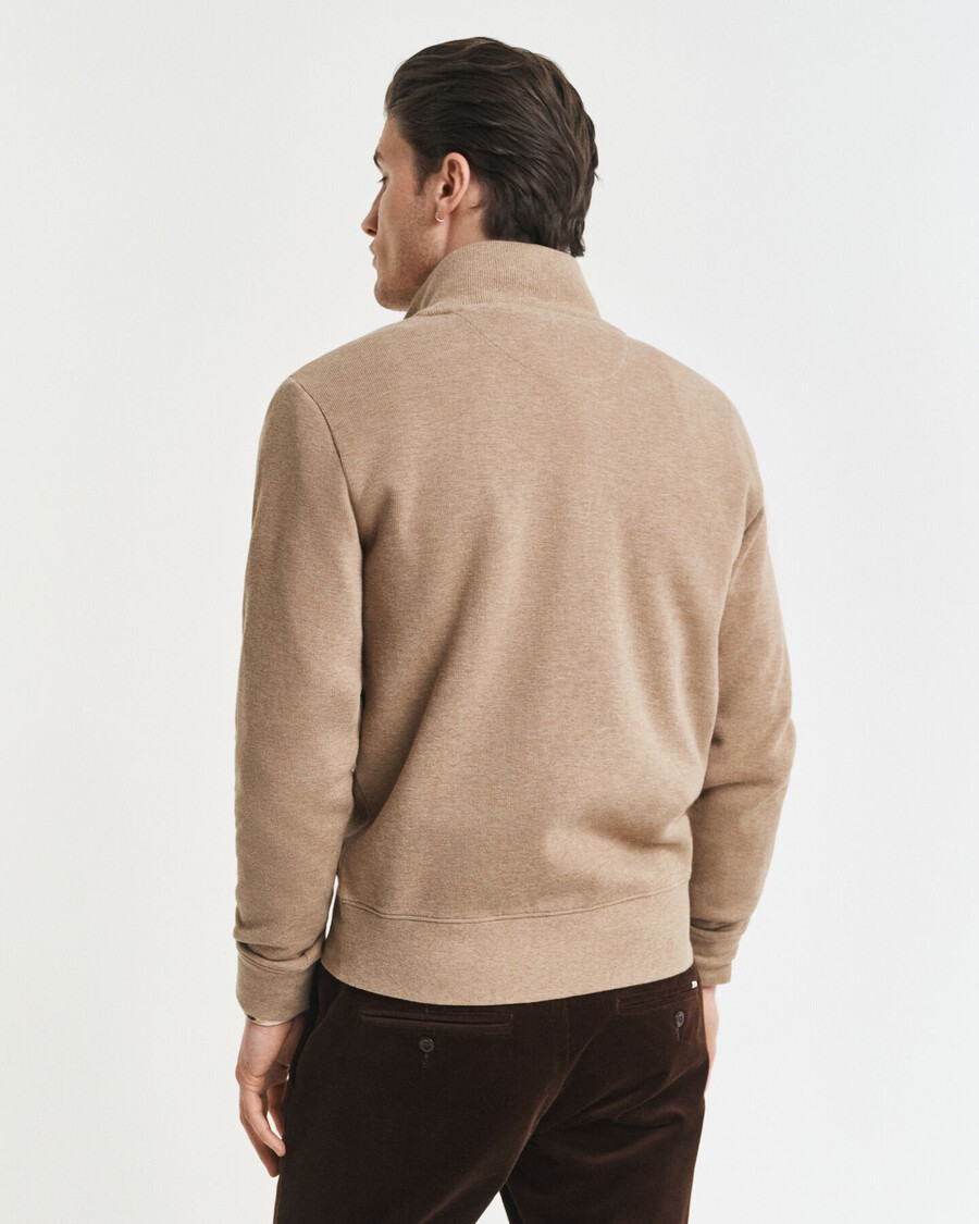 sacker rib halfzip sweatshirt - khaki melange