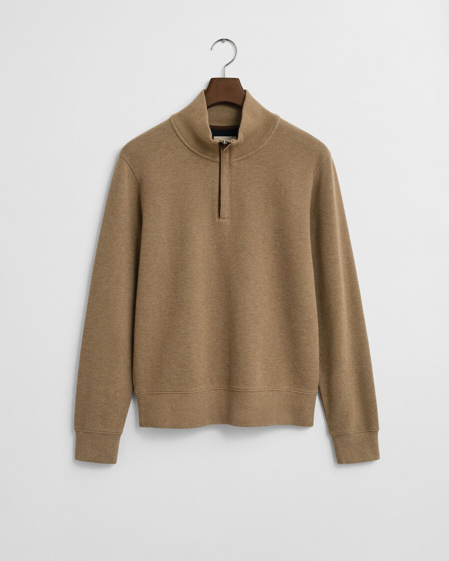 sacker rib halfzip sweatshirt - khaki melange