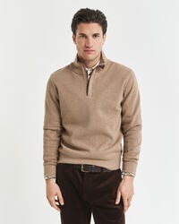 sacker rib halfzip sweatshirt - khaki melange
