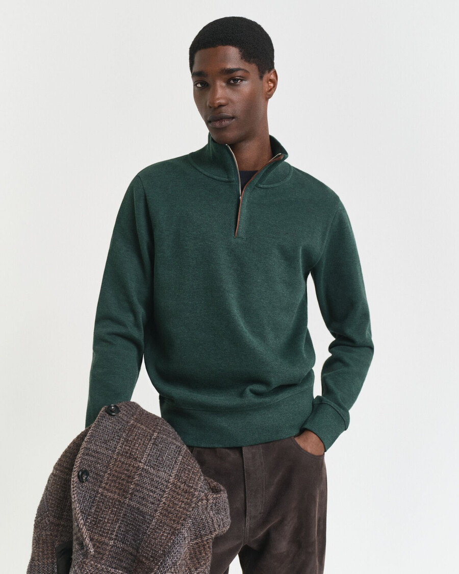 sacker rib halfzip sweatshirt - tartan groen