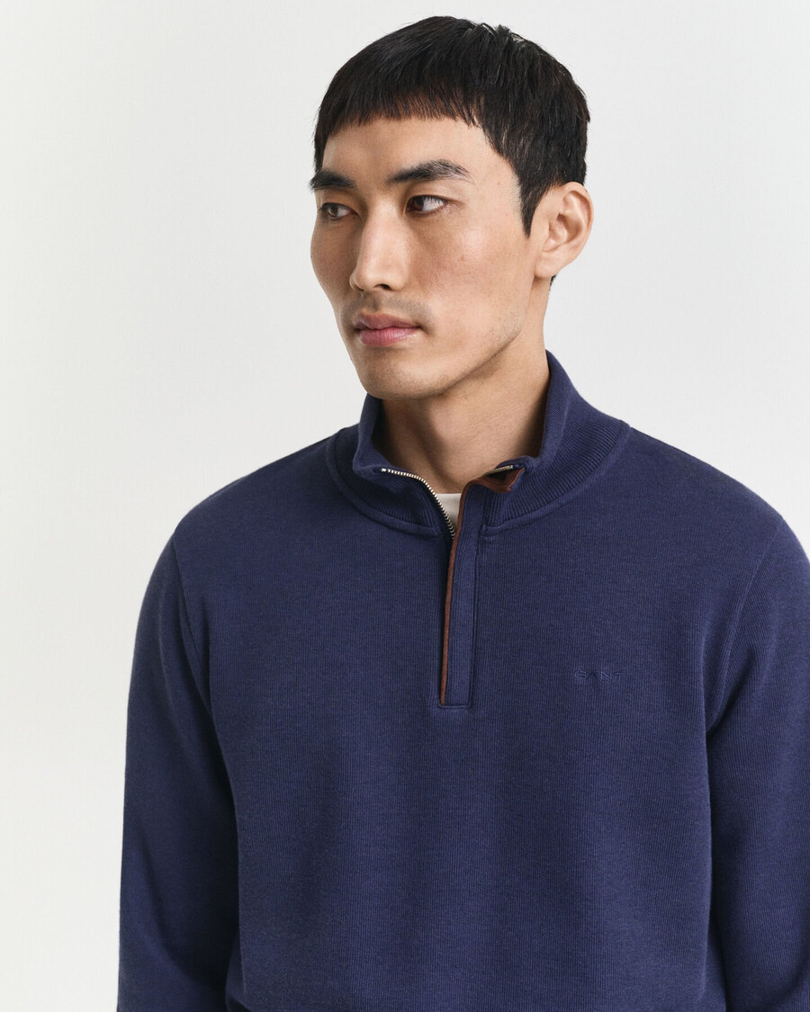 sacker rib halfzip sweatshirt - perzisch blauw