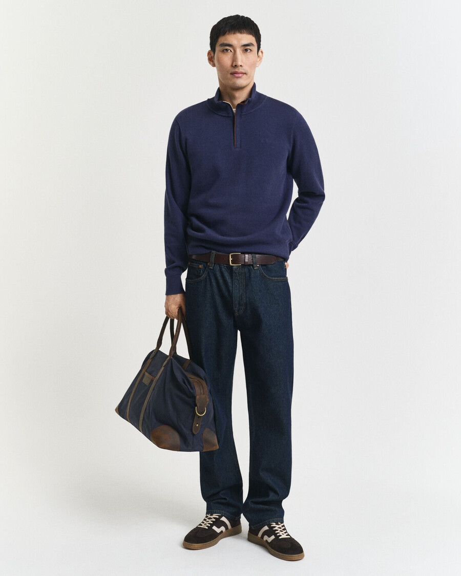 sacker rib halfzip sweatshirt - perzisch blauw