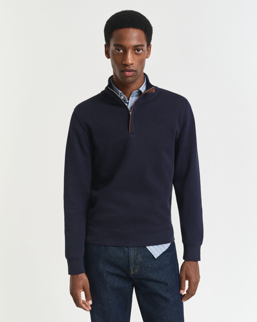 sacker rib halfzip sweatshirt - avondblauw