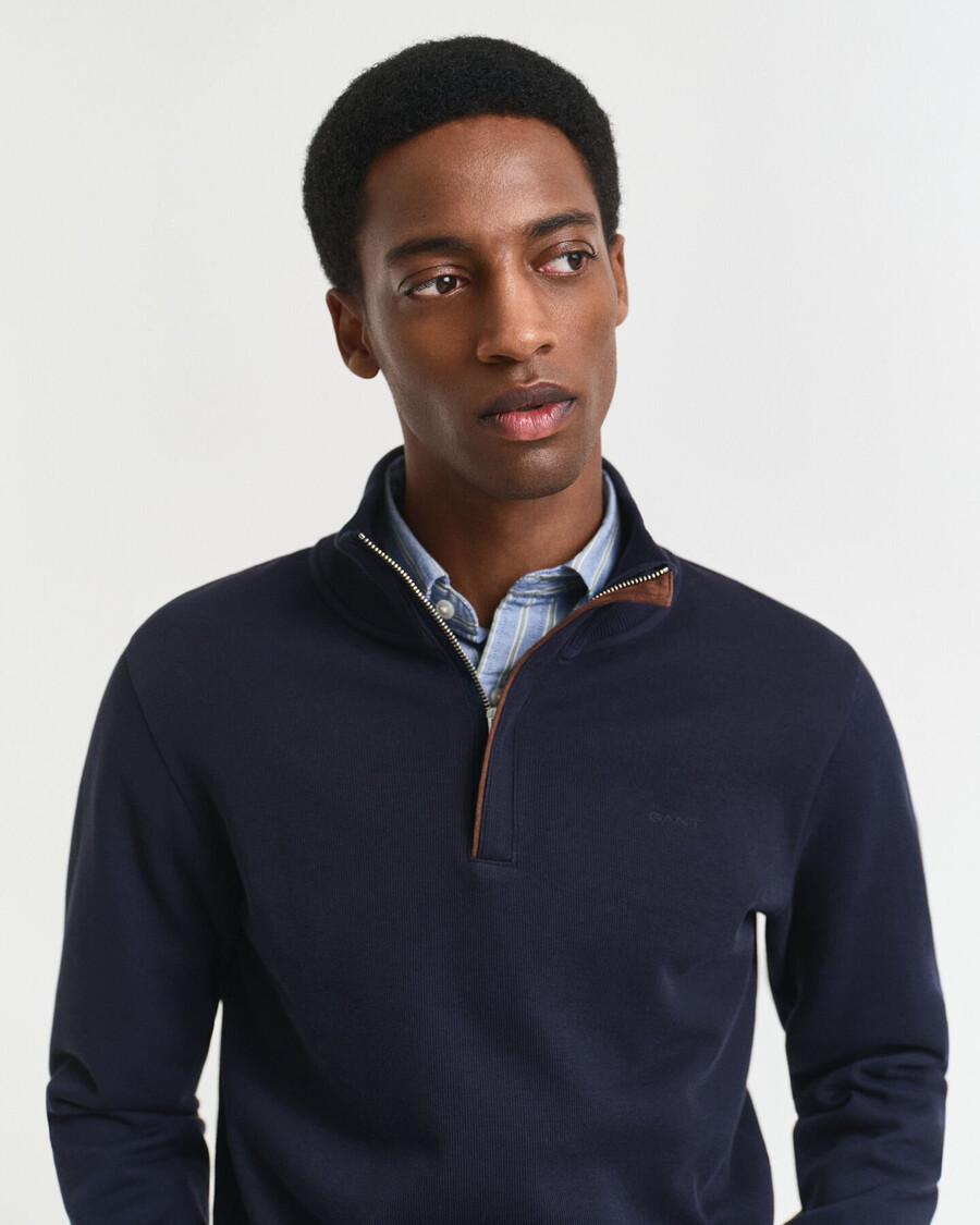 sacker rib halfzip sweatshirt - avondblauw