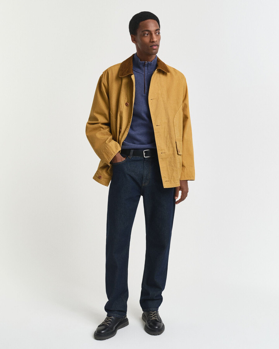 sacker rib halfzip sweatshirt - donker jeansblauw melange