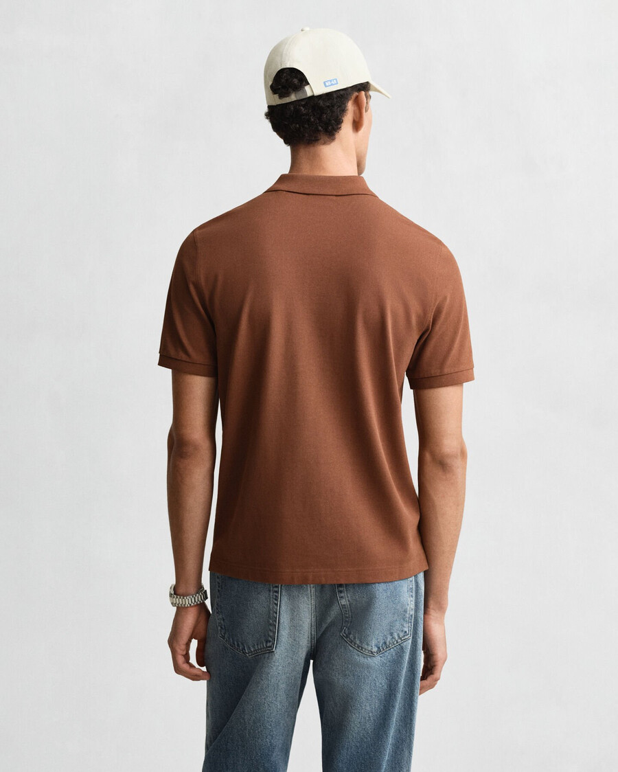 polo shirt met normale pasvorm en piqué-afwerking - mahoniebruin