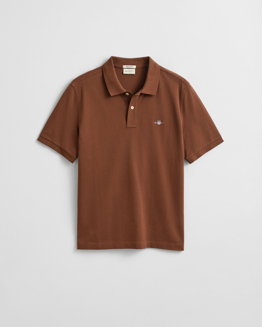 polo shirt met normale pasvorm en piqué-afwerking - mahoniebruin