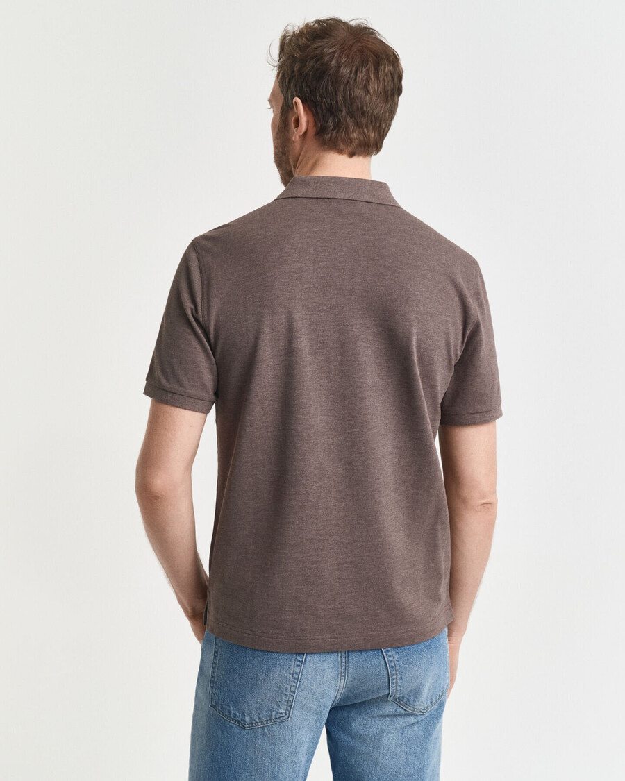 polo shirt met normale pasvorm en piqué-afwerking - zeehout melange