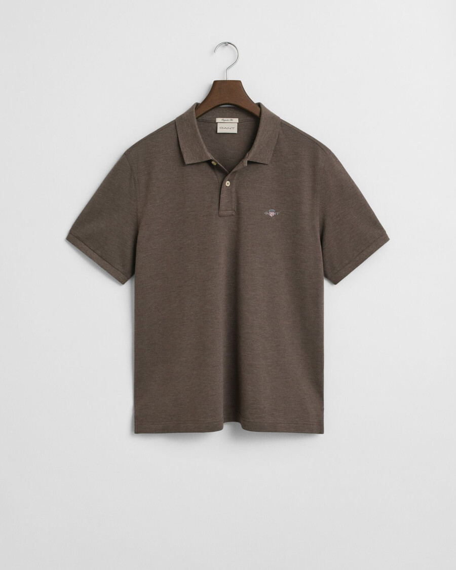 polo shirt met normale pasvorm en piqué-afwerking - zeehout melange