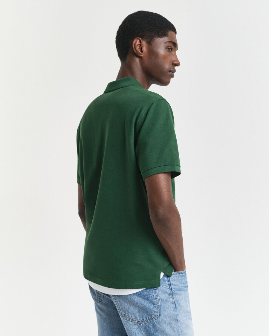 poloshirt met normale pasvorm en piqué-afwerking - bosgroen