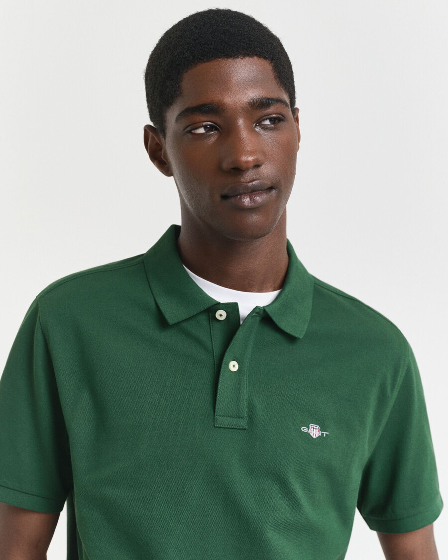 poloshirt met normale pasvorm en piqué-afwerking - bosgroen