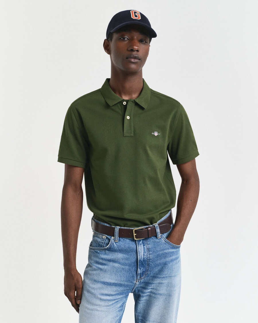 poloshirt met normale pasvorm en piqué-afwerking - landgroen