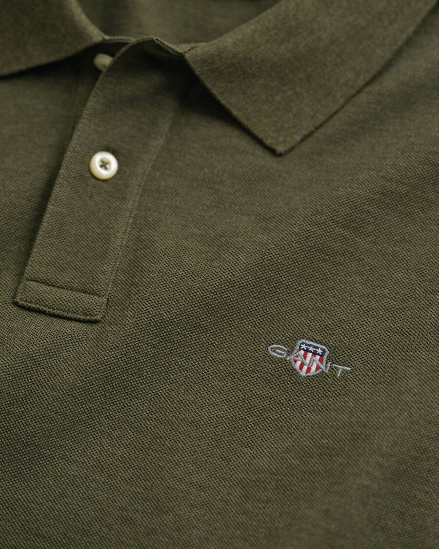 polo shirt met normale pasvorm en piqué-afwerking - khaki groen gemêleerd