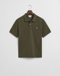 polo shirt met normale pasvorm en piqué-afwerking - khaki groen gemêleerd