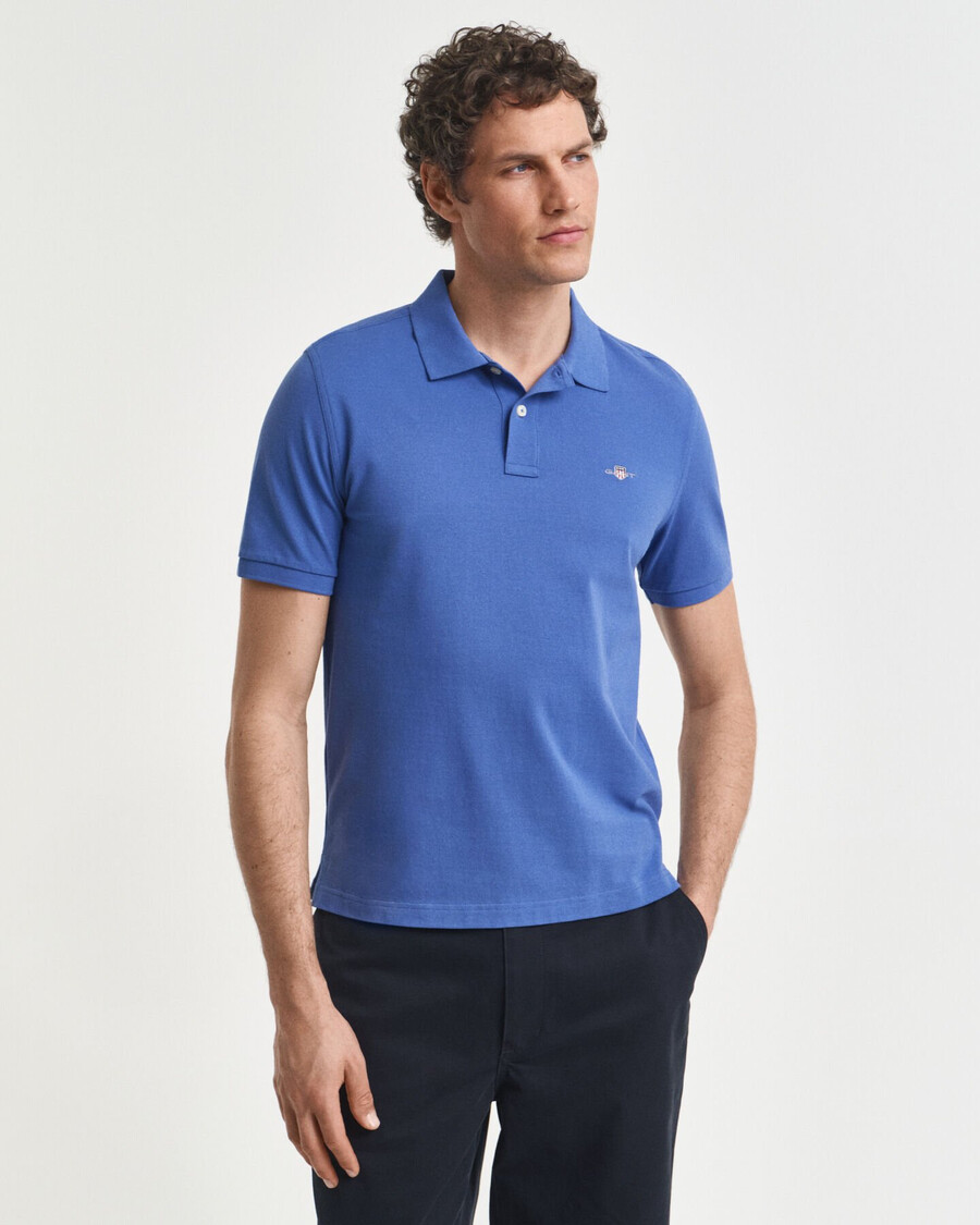 polo shirt met normale pasvorm en piqué-afwerking - rijkblauw