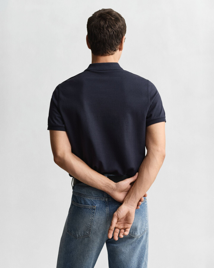 regular fit shield piqué poloshirt - avondblauw