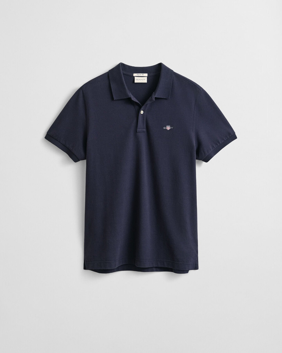 regular fit shield piqué poloshirt - avondblauw