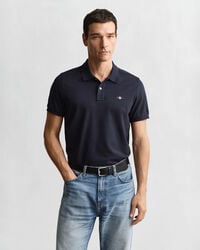 regular fit shield piqué poloshirt - avondblauw